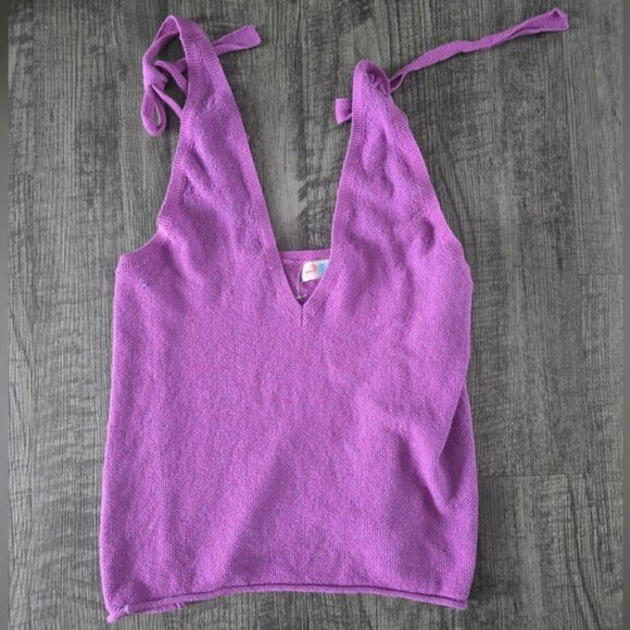 Free People Purple Shoulder Tie Front Tank Top - Picture 1 of 2